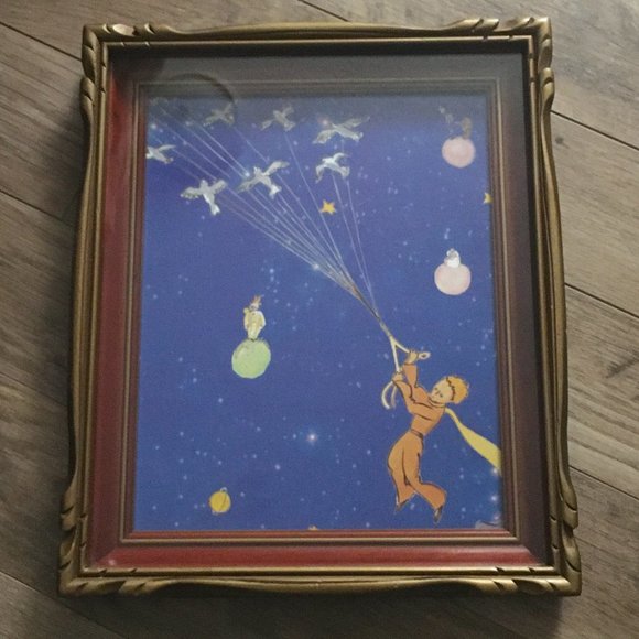 Vintage Wooden Handmade Shadow Box Frame with 'Le Petit Prince' Print - Picture 2 of 14